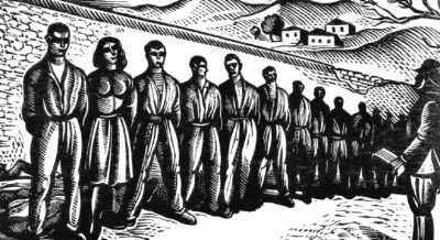 H εκτέλεση των 200 στην Καισαριανή. Χαρακτικό του Τάσσου Αλεβίζου