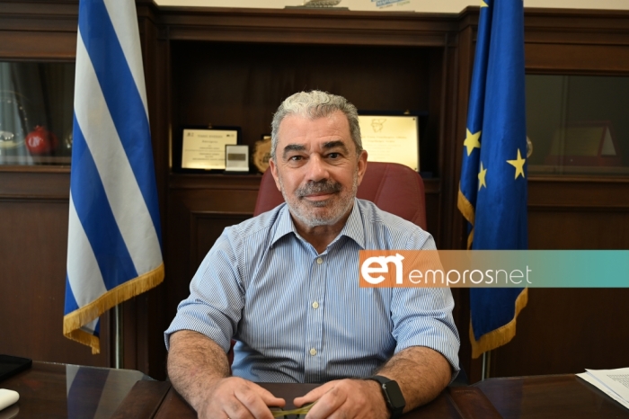 O πρόεδρος του Επιμελητηρίου, Βαγγέλης Μυρσινιάς 