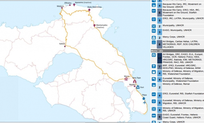 Ο χάρτης και η δράση των ΜΚΟ στη Λέσβο