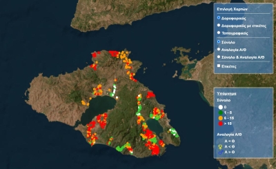 Ενδεικτικός Χάρτης Απεικόνισης Δακοπαγίδων και Αποτελεσμάτων